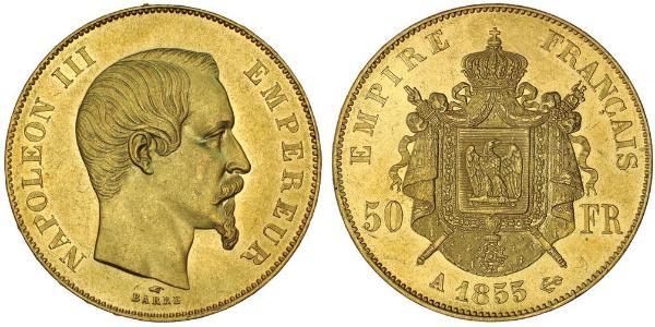 50 Franc Secondo Impero francese (1852-1870) Oro Napoleone III (1808-1873)