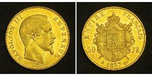 50 Franc Segundo Imperio francés (1852-1870) Oro Napoleon III (1808-1873)