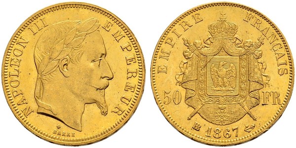 50 Franc Segundo Imperio francés (1852-1870) Oro Napoleon III (1808-1873)