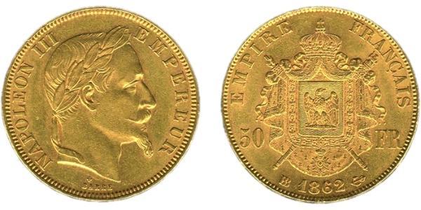 50 Franc Segundo Imperio francés (1852-1870) Oro Napoleon III (1808-1873)