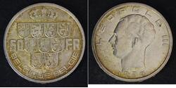 50 Franc Bélgica Plata 