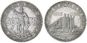 50 Franc Bélgica Plata 