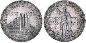 50 Franc Bélgica Plata 