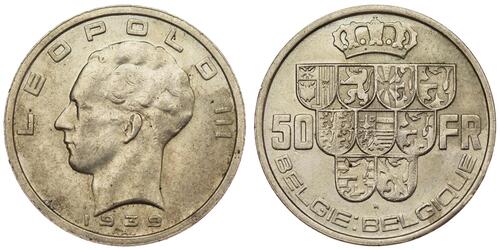 50 Franc Bélgica Plata 