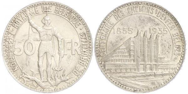 50 Franc Bélgica Plata 