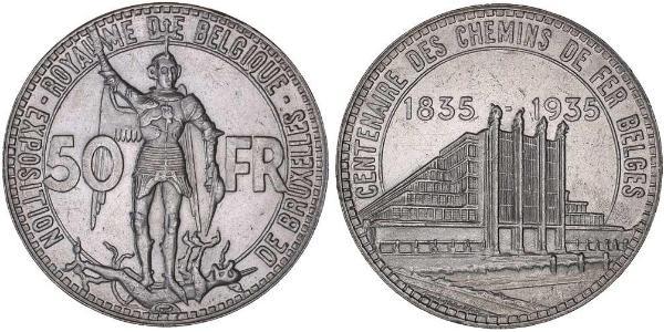 50 Franc Bélgica Plata 