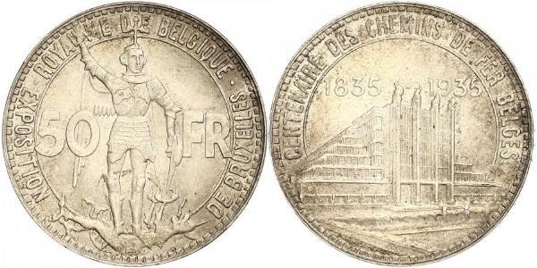 50 Franc Bélgica Plata 