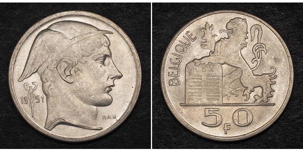 50 Franc Bélgica Plata 