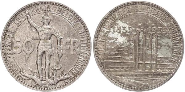 50 Franc Bélgica Plata 