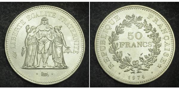 50 Franc Quinta República Francesa (1958 - ) Plata 