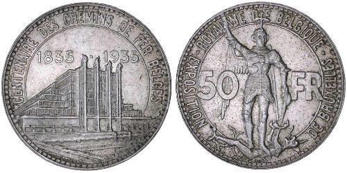 50 Franc Belgien Silber 