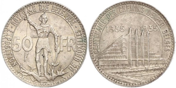 50 Franc Belgien Silber 