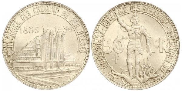 50 Franc Belgien Silber 