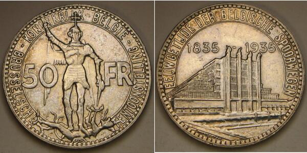 50 Franc Belgien Silber 