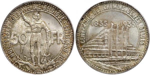 50 Franc Belgien Silber 