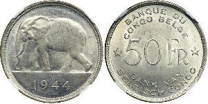 50 Franc Belgian Congo (1908 - 1960) Silver 