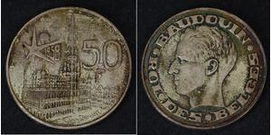 50 Franc Belgium Silver 