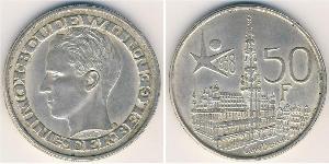 50 Franc Belgium Silver 