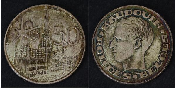 50 Franc Belgium Silver 