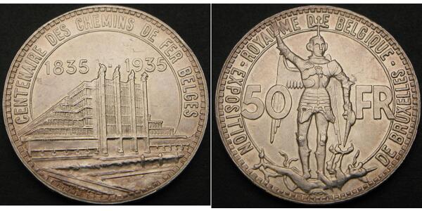 50 Franc Belgium Silver 