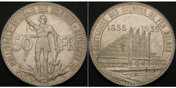 50 Franc Belgium Silver 