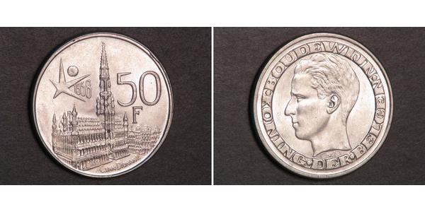 50 Franc Belgium Silver 