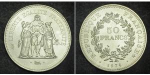 50 Franc French Fifth Republic (1958 - ) Silver 