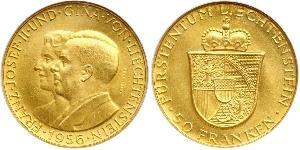 50 Franc Liechtenstein 金 Franz Joseph II, Prince of Liechtenstein (1938 - 1989) 