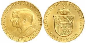 50 Franc Liechtenstein 金 Franz Joseph II, Prince of Liechtenstein (1938 - 1989) 