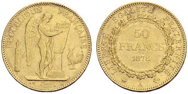 50 Franc 法兰西第三共和国 (1870 - 1940) 金 