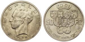 50 Franc 比利时 銀 