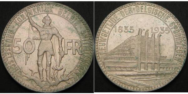50 Franc 比利时 銀 