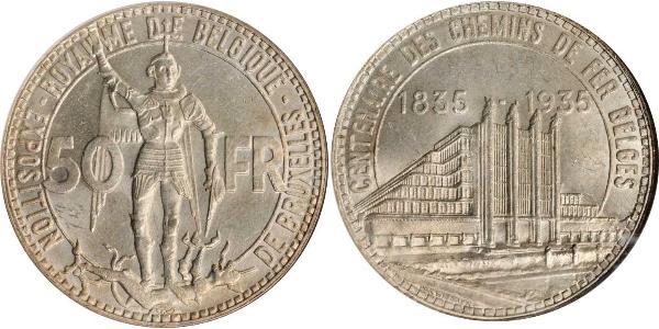 50 Franc 比利时 銀 