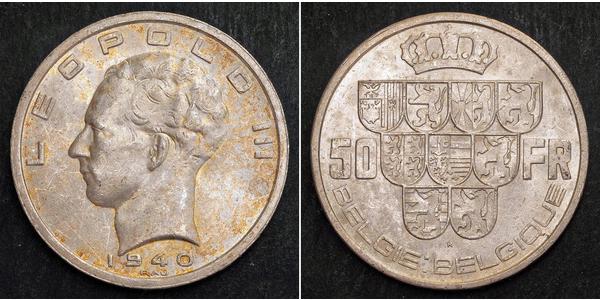 50 Franc 比利时 銀 