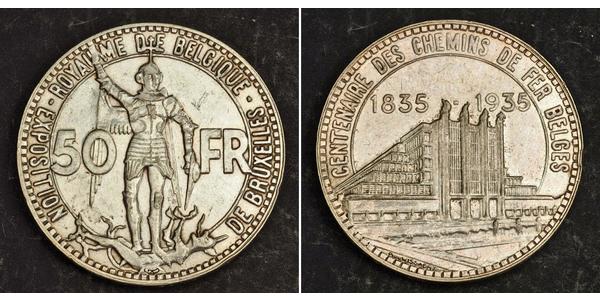 50 Franc 比利时 銀 