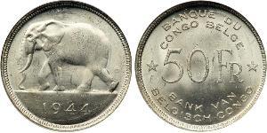 50 Franc 比屬剛果 (1908 - 1960) 銀 