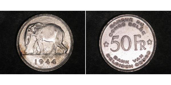 50 Franc 比屬剛果 (1908 - 1960) 銀 