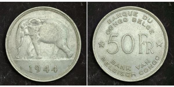 50 Franc 比屬剛果 (1908 - 1960) 銀 