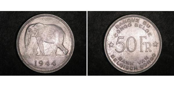 50 Franc 比屬剛果 (1908 - 1960) 銀 