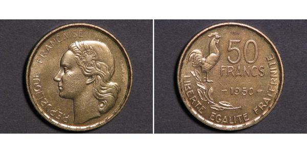 50 Franc 法兰西第四共和国 (1946 - 1958) 青铜/铝 