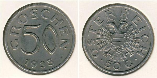 50 Grosh Federal State of Austria (1934-1938) 銅/镍 