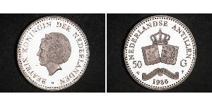 50 Gulden Antillas Neerlandesas (1954 – 2010) Plata Beatriz de los Países Bajos