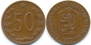 50 Heller Cecoslovacchia  (1918-1992) Bronzo 