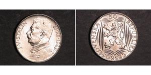 50 Krone Tchécoslovaquie  (1918-1992) Argent 