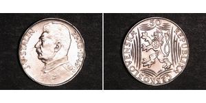 50 Krone Tchécoslovaquie  (1918-1992) Argent 