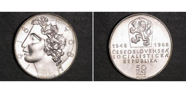 50 Krone Tchécoslovaquie  (1918-1992) Argent 