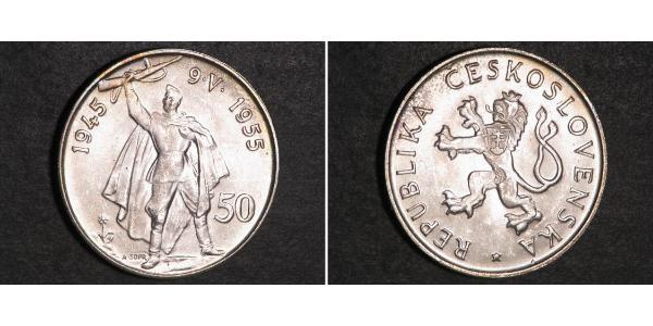 50 Krone Tchécoslovaquie  (1918-1992) Argent 