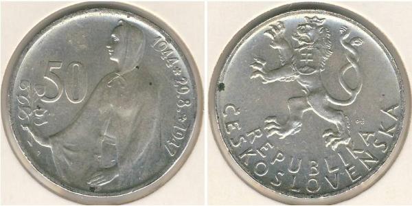 50 Krone Cecoslovacchia  (1918-1992) Argento 