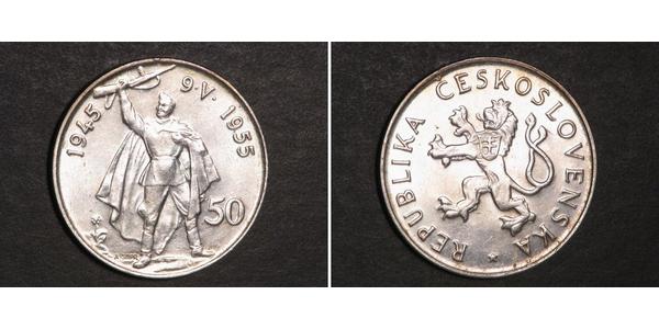 50 Krone Cecoslovacchia  (1918-1992) Argento 