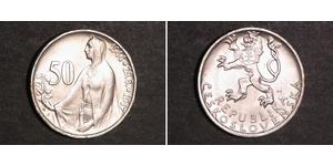 50 Krone Checoslovaquia  (1918-1992) Plata 